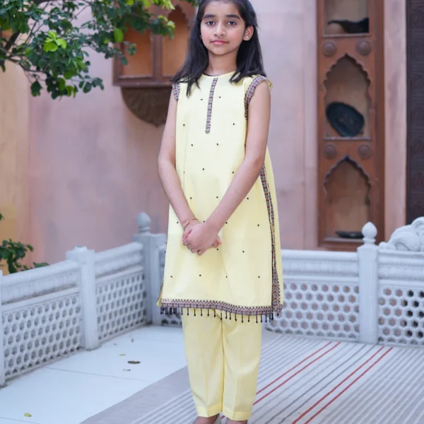 2 Piece Embroidered Kids Lawn Suit