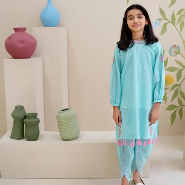 2 Piece Embroidered Kids Lawn Suit