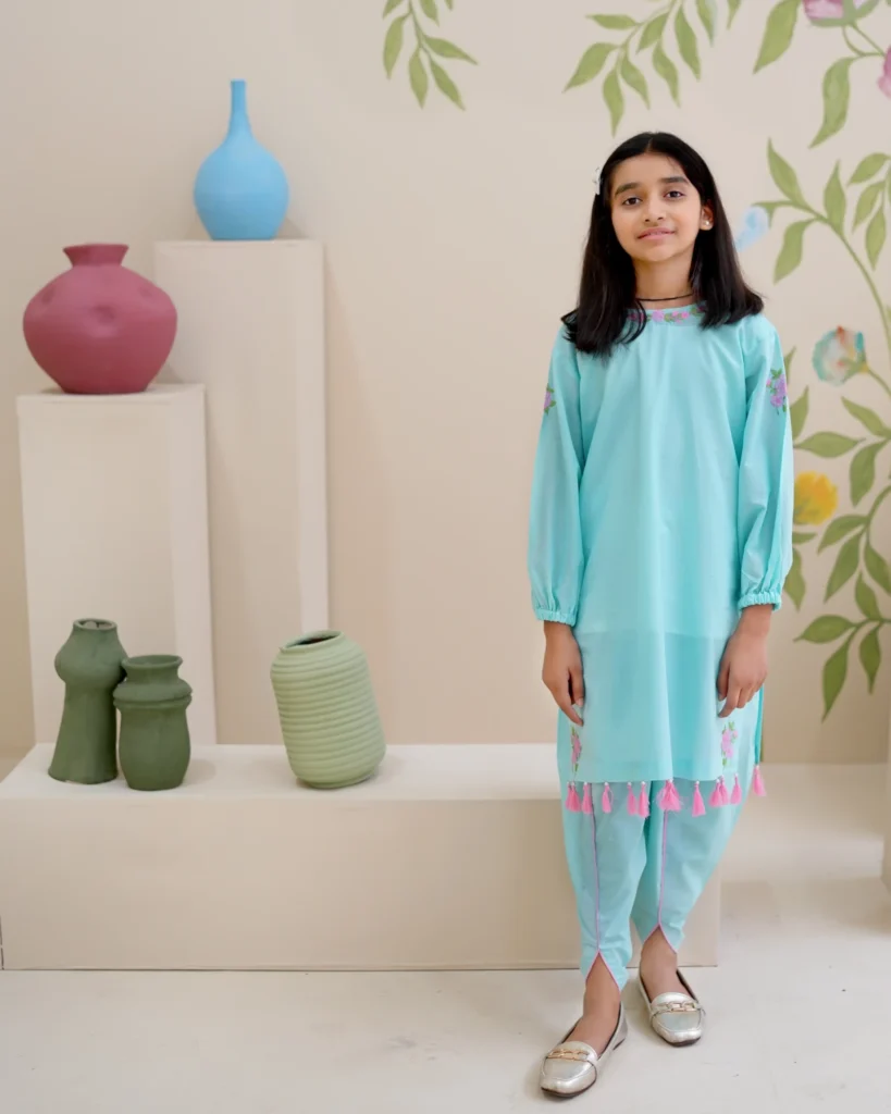 2 Piece Embroidered Kids Lawn Suit